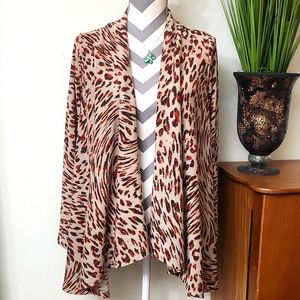 Emerald Animal Print Cardigan Cowl Neck